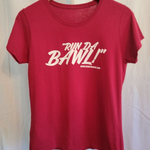 Alabama "Run Da Bawl" Graphic Tee By Funny Maine Crimson Red Men's Size Small - Picture 1 of 6
